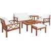 SAFAVIEH Outdoor Collection Loanna Natural/Light Grey Cushion Solid Wood 6-Piece Conversation Patio Set(Natural/Beige)
