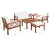 SAFAVIEH Outdoor Collection Loanna Natural/Light Grey Cushion Solid Wood 6-Piece Conversation Patio Set(Natural/Beige)