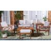 SAFAVIEH Outdoor Collection Loanna Natural/Light Grey Cushion Solid Wood 6-Piece Conversation Patio Set(Natural/Light Grey)