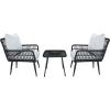 SAFAVIEH Outdoor Collection Londyn Grey 3-Piece Patio Conversation Set(Black/Grey)