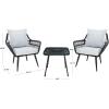 SAFAVIEH Outdoor Collection Londyn Grey 3-Piece Patio Conversation Set(Black/Grey)