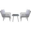 SAFAVIEH Outdoor Collection Londyn Grey 3-Piece Patio Conversation Set(Grey)