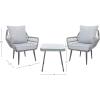 SAFAVIEH Outdoor Collection Londyn Grey 3-Piece Patio Conversation Set(Grey)