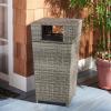 SAFAVIEH Outdoor Collection Mazeli Grey Brown Woven Square Lid Trash Bin (Fully Assembled) PAT7512C(Gray)