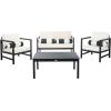 SAFAVIEH Outdoor Collection Montez Natural/ Beige Cushions/ Navy Pillows 4-Piece Conversation Patio Set(Black / Beige + Bolster P)
