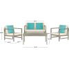 SAFAVIEH Outdoor Collection Montez Natural/ Beige Cushions/ Navy Pillows 4-Piece Conversation Patio Set(Grey / Beige + Solid Pillow)