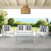 SAFAVIEH Outdoor Collection Montez Natural/ Beige Cushions/ Navy Pillows 4-Piece Conversation Patio Set(Grey / Beige + Thick Stripe P)