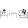 SAFAVIEH Outdoor Collection Montez Natural/ Beige Cushions/ Navy Pillows 4-Piece Conversation Patio Set(Grey / Beige + Thick Stripe P)