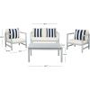 SAFAVIEH Outdoor Collection Montez Natural/ Beige Cushions/ Navy Pillows 4-Piece Conversation Patio Set(Grey / Beige + Thick Stripe P)