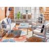 SAFAVIEH Outdoor Collection Montez Natural/ Beige Cushions/ Navy Pillows 4-Piece Conversation Patio Set(Grey / Beige + Thick Stripe P)