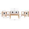 SAFAVIEH Outdoor Collection Montez Natural/ Beige Cushions/ Navy Pillows 4-Piece Conversation Patio Set(Natural / Beige + Bolster P)