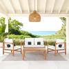 SAFAVIEH Outdoor Collection Montez Natural/ Beige Cushions/ Navy Pillows 4-Piece Conversation Patio Set(Natural / Beige + Bolster P)