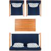 SAFAVIEH Outdoor Collection Montez Natural/ Beige Cushions/ Navy Pillows 4-Piece Conversation Patio Set(Natural / Navy + Trellis P)