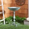 SAFAVIEH Outdoor Collection Orian Antique Dark Green Wrought Iron Bird Bath(Antique Dark Green)