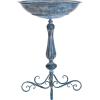 SAFAVIEH Outdoor Collection Orian Antique Dark Green Wrought Iron Bird Bath(Mossy Blue)