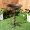 SAFAVIEH Outdoor Collection Orian Antique Dark Green Wrought Iron Bird Bath(Rustic Brown)