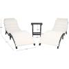 SAFAVIEH Outdoor Collection Pacifica Natural Brown Solid Wood/Navy Cushion 3-Piece Chaise Lounge Set with Table (PAT7020C)(Black/Beige)