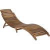 SAFAVIEH Outdoor Collection Pacifica Natural Brown Solid Wood/Navy Cushion 3-Piece Chaise Lounge Set with Table (PAT7020C)(Natural/Beige)