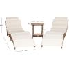 SAFAVIEH Outdoor Collection Pacifica Natural Brown Solid Wood/Navy Cushion 3-Piece Chaise Lounge Set with Table (PAT7020C)(Natural/Beige)
