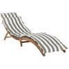 SAFAVIEH Outdoor Collection Pacifica Natural Brown Solid Wood/Navy Cushion 3-Piece Chaise Lounge Set with Table (PAT7020C)(Natural/Grey Stripe)