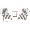 SAFAVIEH Outdoor Collection Pacifica Natural Brown Solid Wood/Navy Cushion 3-Piece Chaise Lounge Set with Table (PAT7020C)(Natural/Grey Stripe)