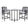 SAFAVIEH Outdoor Collection Pate White/ Navy Cushions/ Stripe Pillows 3-Piece Bar Table Bistro Set(Black / Beige + Thick Stripe P)