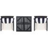 SAFAVIEH Outdoor Collection Pate White/ Navy Cushions/ Stripe Pillows 3-Piece Bar Table Bistro Set(Black / Beige + Thick Stripe P)