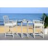 SAFAVIEH Outdoor Collection Pate White/ Navy Cushions/ Stripe Pillows 3-Piece Bar Table Bistro Set(Grey / Beige + Solid Pillow)