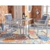 SAFAVIEH Outdoor Collection Pate White/ Navy Cushions/ Stripe Pillows 3-Piece Bar Table Bistro Set(Grey / Beige + Thin Stripe P)
