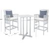 SAFAVIEH Outdoor Collection Pate White/ Navy Cushions/ Stripe Pillows 3-Piece Bar Table Bistro Set(Grey / Beige + Thin Stripe P)