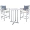 SAFAVIEH Outdoor Collection Pate White/ Navy Cushions/ Stripe Pillows 3-Piece Bar Table Bistro Set(Grey / Beige + Thin Stripe P)