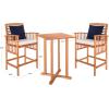 SAFAVIEH Outdoor Collection Pate White/ Navy Cushions/ Stripe Pillows 3-Piece Bar Table Bistro Set(Natural / Beige + Solid Pillow)