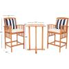 SAFAVIEH Outdoor Collection Pate White/ Navy Cushions/ Stripe Pillows 3-Piece Bar Table Bistro Set(Natural / Beige + Thick Stripe P)