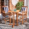 SAFAVIEH Outdoor Collection Pate White/ Navy Cushions/ Stripe Pillows 3-Piece Bar Table Bistro Set(Natural / Beige + Thick Stripe P)