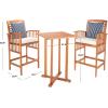 SAFAVIEH Outdoor Collection Pate White/ Navy Cushions/ Stripe Pillows 3-Piece Bar Table Bistro Set(Natural / Beige + Thin Stripe P)