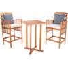SAFAVIEH Outdoor Collection Pate White/ Navy Cushions/ Stripe Pillows 3-Piece Bar Table Bistro Set(Natural / Beige + Thin Stripe P)