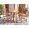 SAFAVIEH Outdoor Collection Pate White/ Navy Cushions/ Stripe Pillows 3-Piece Bar Table Bistro Set(Natural / Beige + Thin Stripe P)