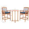 SAFAVIEH Outdoor Collection Pate White/ Navy Cushions/ Stripe Pillows 3-Piece Bar Table Bistro Set(Natural / Navy + Trellis P)