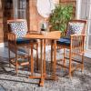 SAFAVIEH Outdoor Collection Pate White/ Navy Cushions/ Stripe Pillows 3-Piece Bar Table Bistro Set(Natural / Navy + Trellis P)