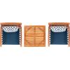 SAFAVIEH Outdoor Collection Pate White/ Navy Cushions/ Stripe Pillows 3-Piece Bar Table Bistro Set(Natural / Navy + Trellis P)