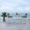 SAFAVIEH Outdoor Collection Pate White/ Navy Cushions/ Stripe Pillows 3-Piece Bar Table Bistro Set(White / Navy + Thin Stripe Pillow)
