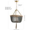 SAFAVIEH PND4084A Adra Adjustable Bohemian Beaded Brown Rope Tassel 3-Light (LED Bulbs Included) Pendant, Brass Gold/Dark Grey