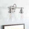 SAFAVIEH SCN4045A Layton Brush Nickel and Clear 2-Light Bathroom (LED Bulbs Included) Sconce