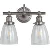 SAFAVIEH SCN4045A Layton Brush Nickel and Clear 2-Light Bathroom (LED Bulbs Included) Sconce