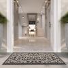 SAFAVIEH Washable Rug Outdoor Courtyard Collection – 4′ x 5’7″, Terracotta & Natural, Non-Shedding & Easy Cleaning, Ideal for Patio, Backyard, Mudroom (CY2098-3202)(Black/Sand)