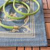 SAFAVIEH Washable Rug Outdoor Courtyard Collection – 4′ x 5’7″, Terracotta & Natural, Non-Shedding & Easy Cleaning, Ideal for Patio, Backyard, Mudroom (CY2098-3202)(Blue/Natural)