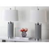 Safavieh Lighting Collection Leather Column Navy Table Lamp, Set of 2(Grey – Set of 2)