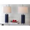 Safavieh Lighting Collection Leather Column Navy Table Lamp, Set of 2(Navy – Set of 2)