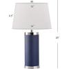 Safavieh Lighting Collection Leather Column Navy Table Lamp, Set of 2(Navy – Set of 2)