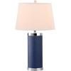 Safavieh Lighting Collection Leather Column Navy Table Lamp, Set of 2(Navy – Set of 2)